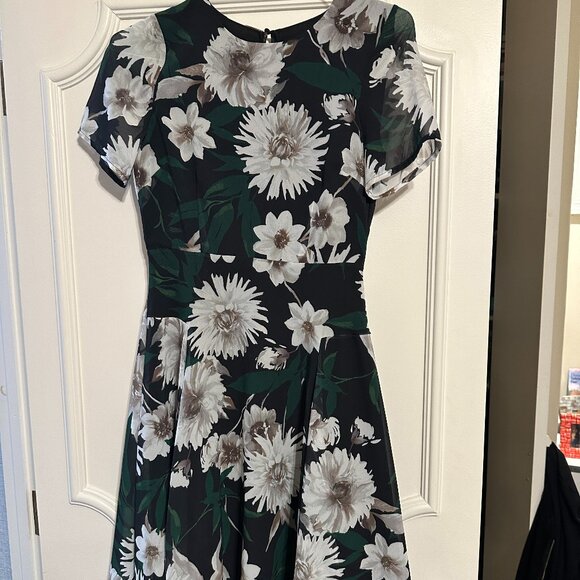 Hobbs London Floral A-line Chiffon Midi Dress - Picture 1 of 6